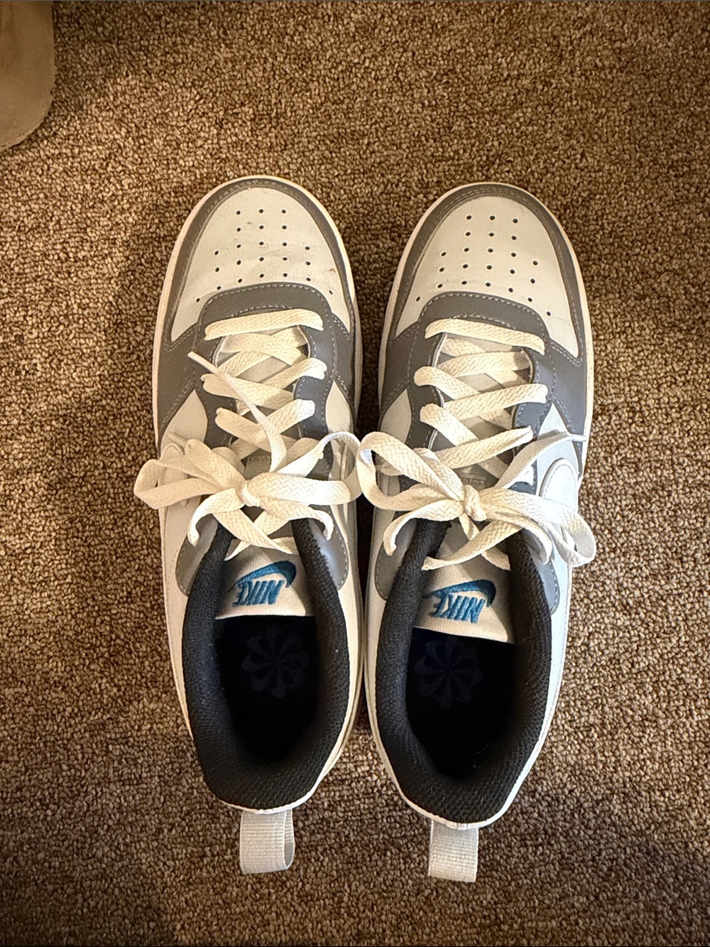 Nike Kids White and Gray Low-Top Sneakers